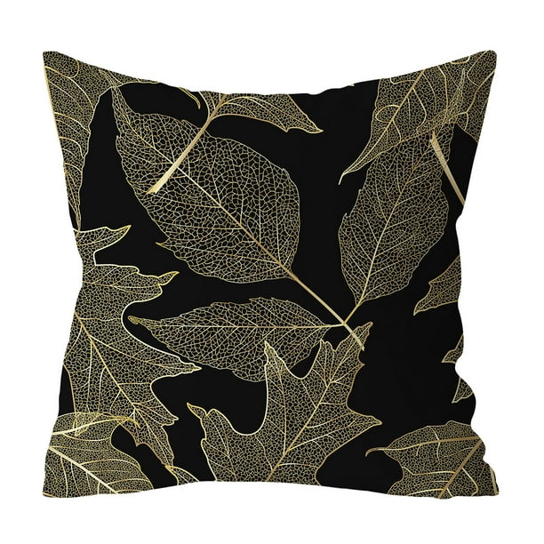 Home Gold Polyester Printed Pillow Sofa Cushion Cover Cover Plant Decor Case